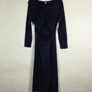 Old Navy Twist Front Stretch NWT Womens Large Long Sleeve Blue Maxi Dress